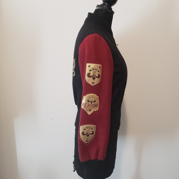 Beyonce's House of Dereon Black Maroon Wool Blend Varsity Jacket Size S - Picture 8 of 14